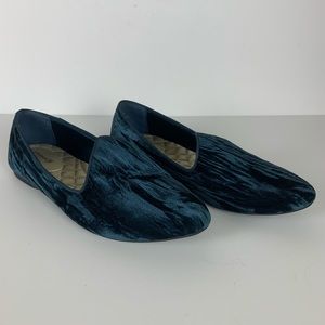 BIRDIES The Heron Blue Velvet Loafer Flats Size 9